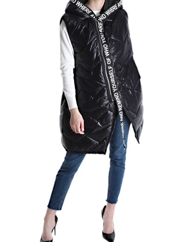 Oversized sleeveless jacket with hood