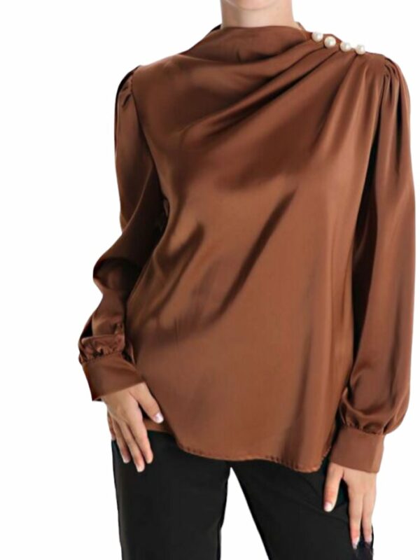 Women's Long Sleeve Blouse with Pearls